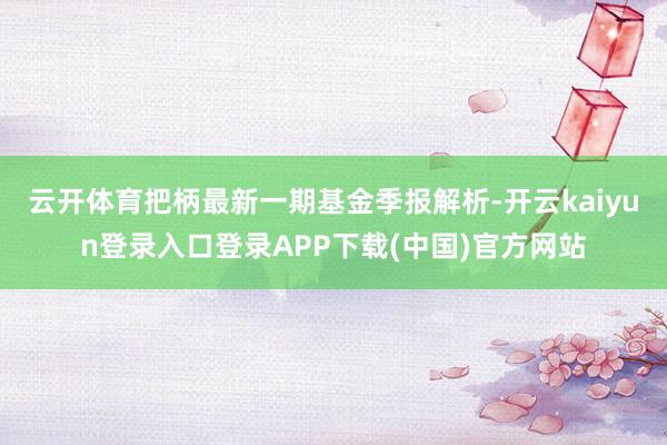 云开体育把柄最新一期基金季报解析-开云kaiyun登录入口登录APP下载(中国)官方网站